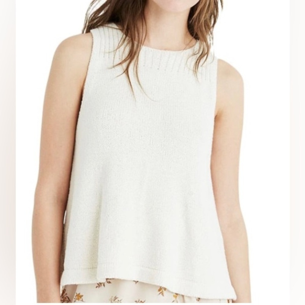MADEWELL Sz M Sunsetter A-Line Small Slit At Hem Sleeveless Tank Top Knit